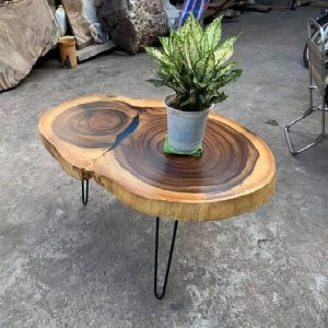 Mặt bàn gỗ tròn nguyên khối TS143