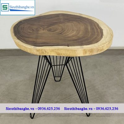  Mặt bàn gỗ nguyên khối chân sắt TS306