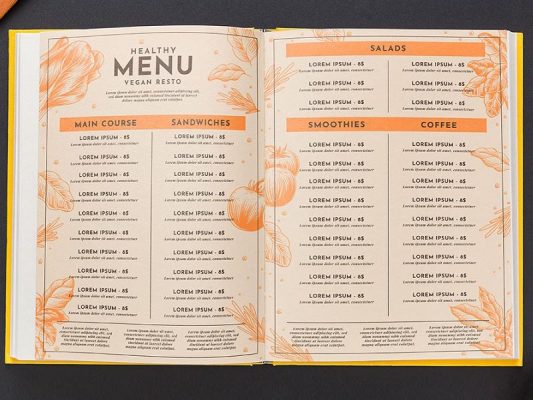 thiết kế menu nhà hàng