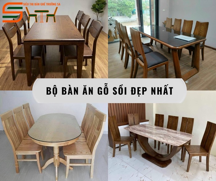 59+ Bộ bàn ăn gỗ sồi đẹp, giá rẻ free ship tại Hà Nội