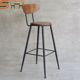 Ghế Bar tựa lưng STGB03 – chân sắt mặt gỗ