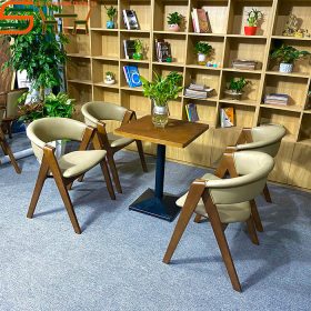 Bàn ghế Cafe gỗ STCF01 – Mặt bàn vuông