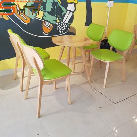 Bàn ghế Cafe gỗ cao su STCF12A