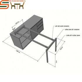 Chân bàn sắt gác tủ STVP30 hệ Slean 140x60cm