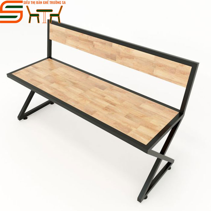 Ghế băng dài STBD15 khung sắt mặt gỗ