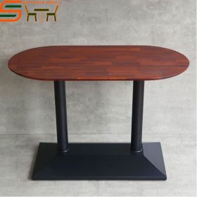 Bàn Cafe chân sắt đôi ST23 mặt gỗ hình Oval