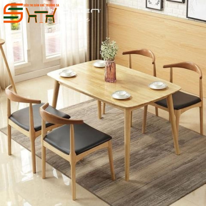 Bộ bàn ăn 4 ghế gỗ cao su STBA405