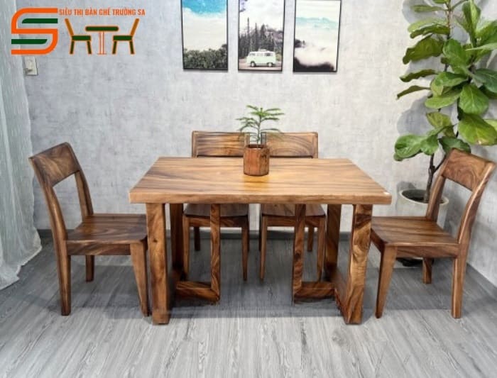 Bộ bàn ăn 4 ghế gỗ tự nhiên – STBA412
