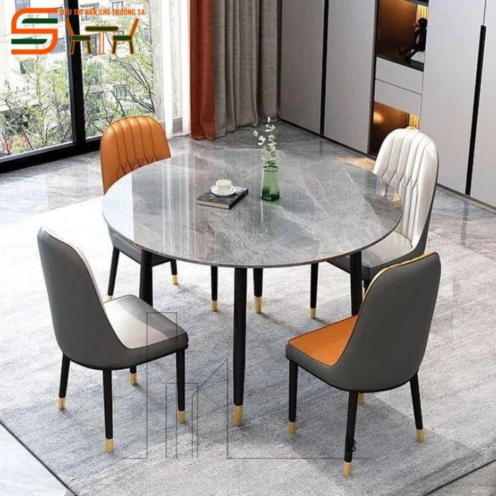 Bộ bàn ăn 4 ghế hình tròn nhỏ gọn – STBA415