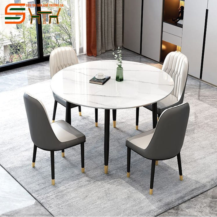Bộ bàn ăn 4 ghế hình tròn nhỏ gọn – STBA415