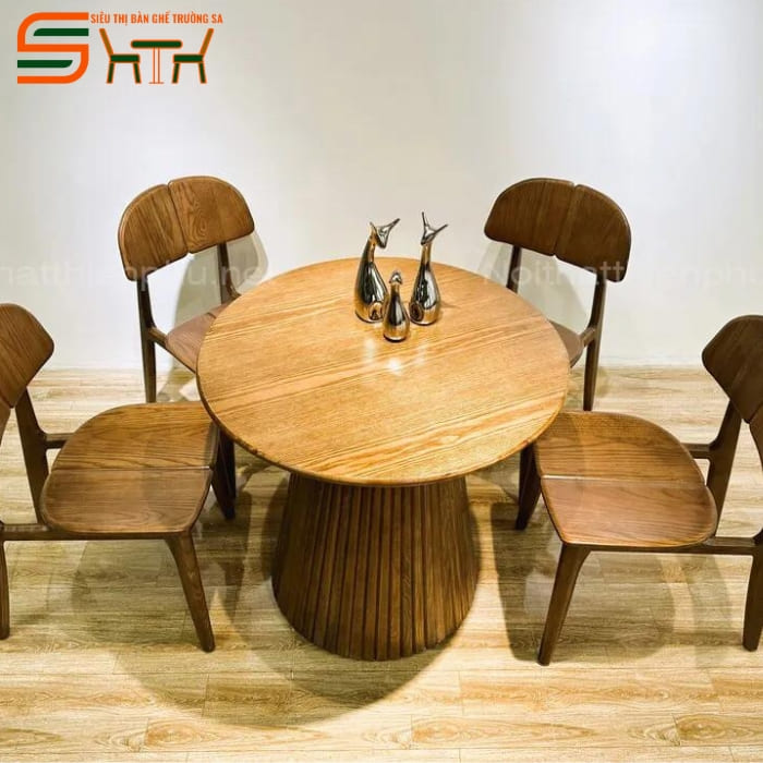 Bộ bàn ăn 4 ghế gỗ tần bì phong cách Bắc Âu – STBA416
