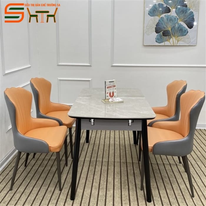 Bộ bàn ăn 4 ghế thông minh kéo dài – STBA413