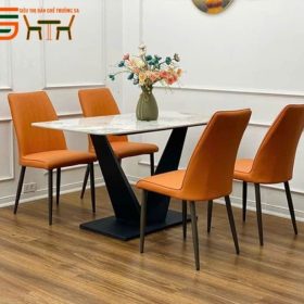 Bộ bàn ăn 4 ghế mặt đá đẹp – STBA407