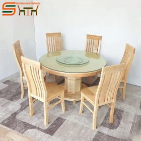 Bộ bàn ăn tròn xoay hiện đại 6 ghế – STBA612