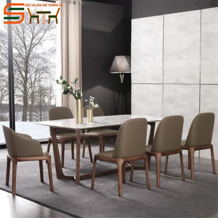 Bộ bàn ăn 6 ghế mặt đá đẹp STBA602