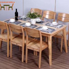 Bộ bàn ăn 6 ghế gỗ sồi sang trọng STBA601
