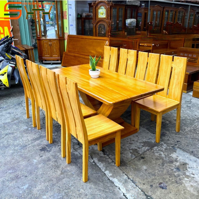 Bộ bàn ăn 8 ghế gỗ gõ đỏ – STBA810