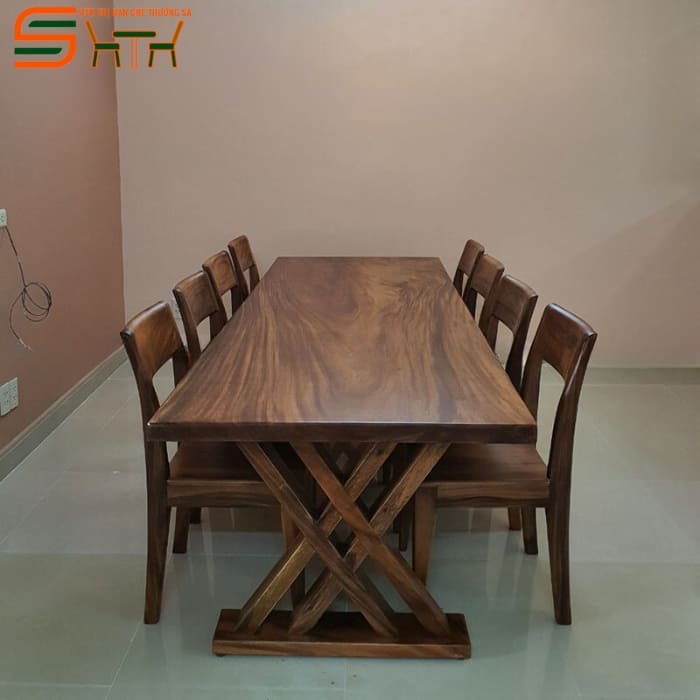 Bộ bàn ăn 8 ghế gỗ me tây – STBA807