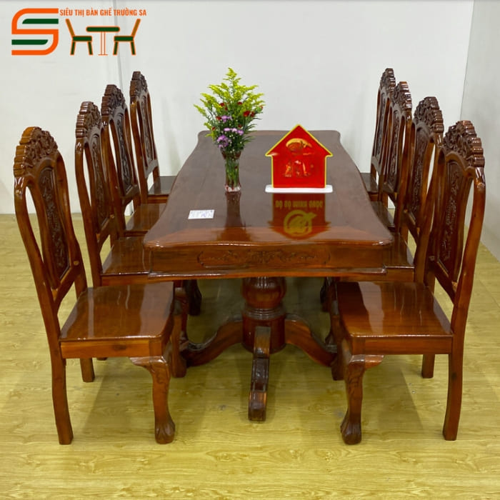 Bộ bàn ăn 8 ghế gỗ tràm – STBA812