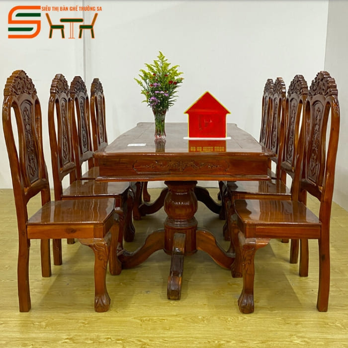 Bộ bàn ăn 8 ghế gỗ tràm – STBA812