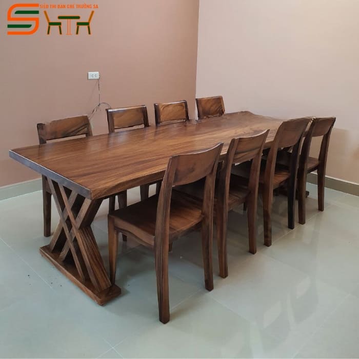 Bộ bàn ăn 8 ghế gỗ me tây – STBA807