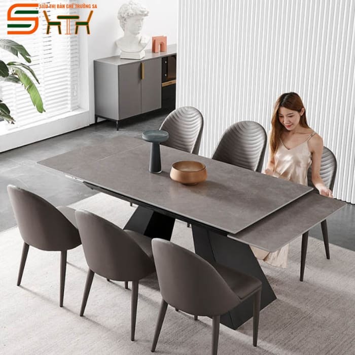 Bộ bàn ăn thông minh kéo dài 8 ghế – STBA806