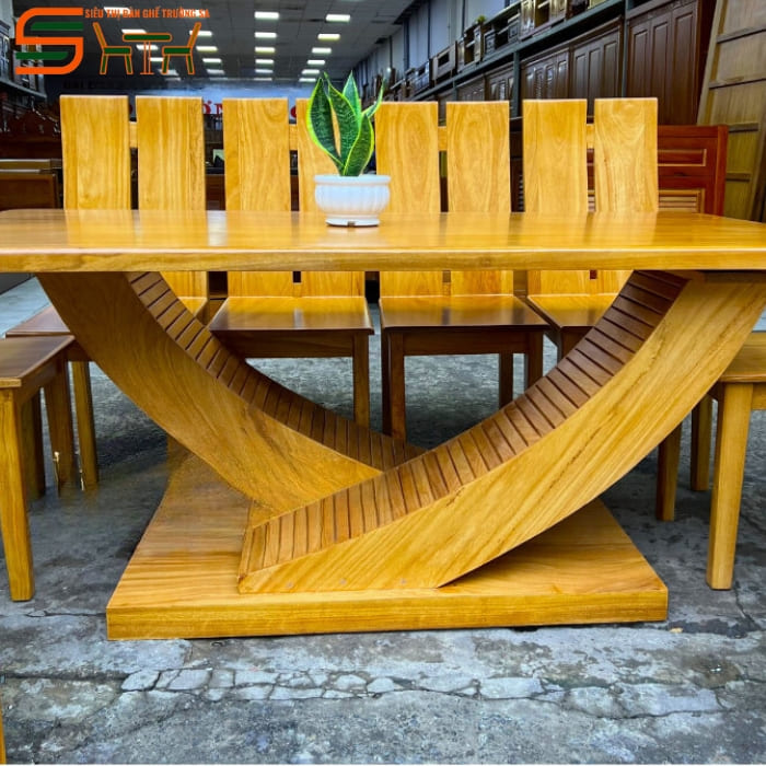 Bộ bàn ăn 8 ghế gỗ gõ đỏ – STBA810