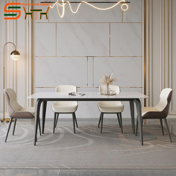 Bộ bàn ăn 8 ghế mặt đá nhập khẩu – STBA815