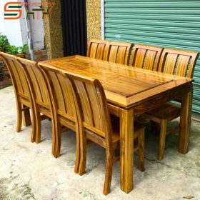 Bộ bàn ăn 8 ghế gỗ hương – STBA809