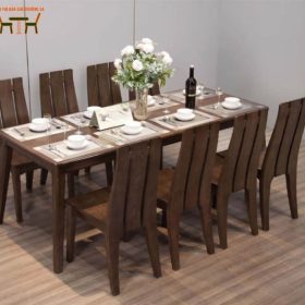 Bộ bàn ăn 8 ghế gỗ sồi cao cấp STBA802