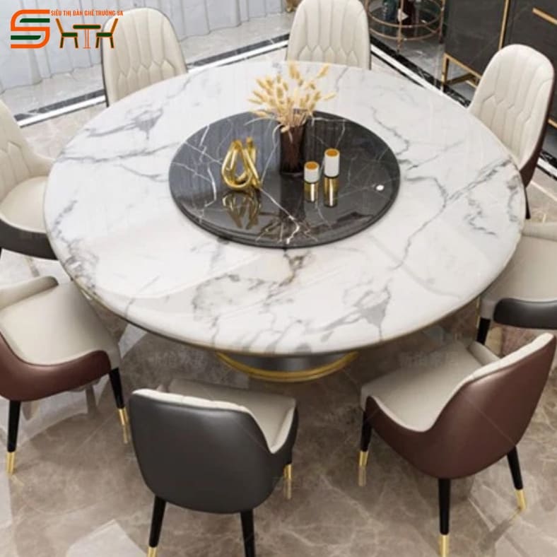Bộ bàn ăn 8 ghế mặt đá Ceramic – STBA803